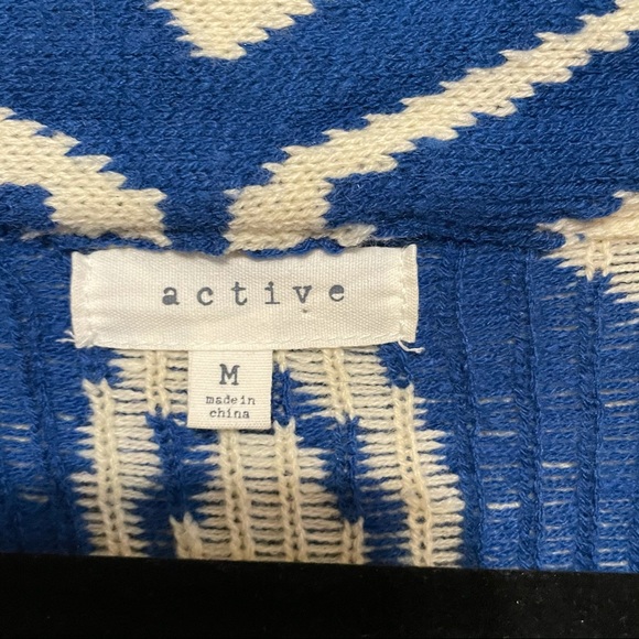 Active Blue & Cream Thick Cardigan Sweater - Picture 4 of 5